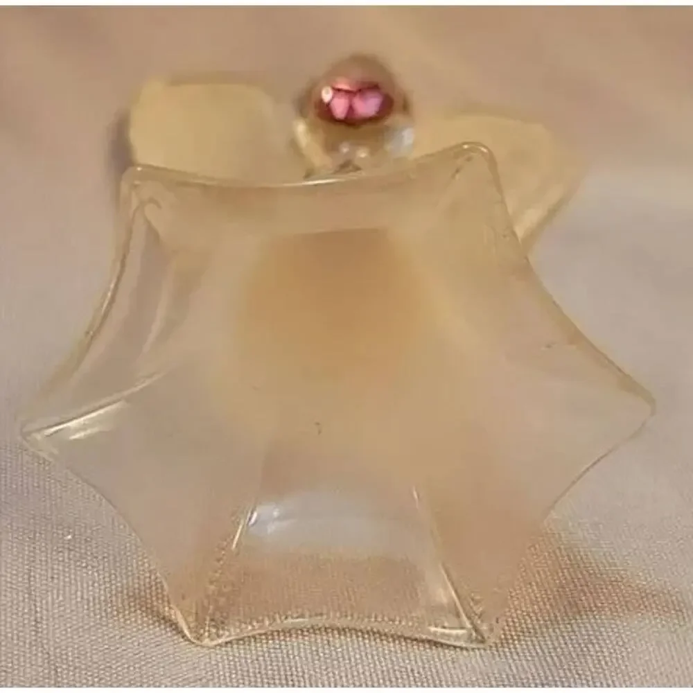Vintage Glass Christmas Angel with Halo, Golden Painted Robe, and Pink Gem
